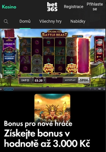Bet365 casino bonusový kód