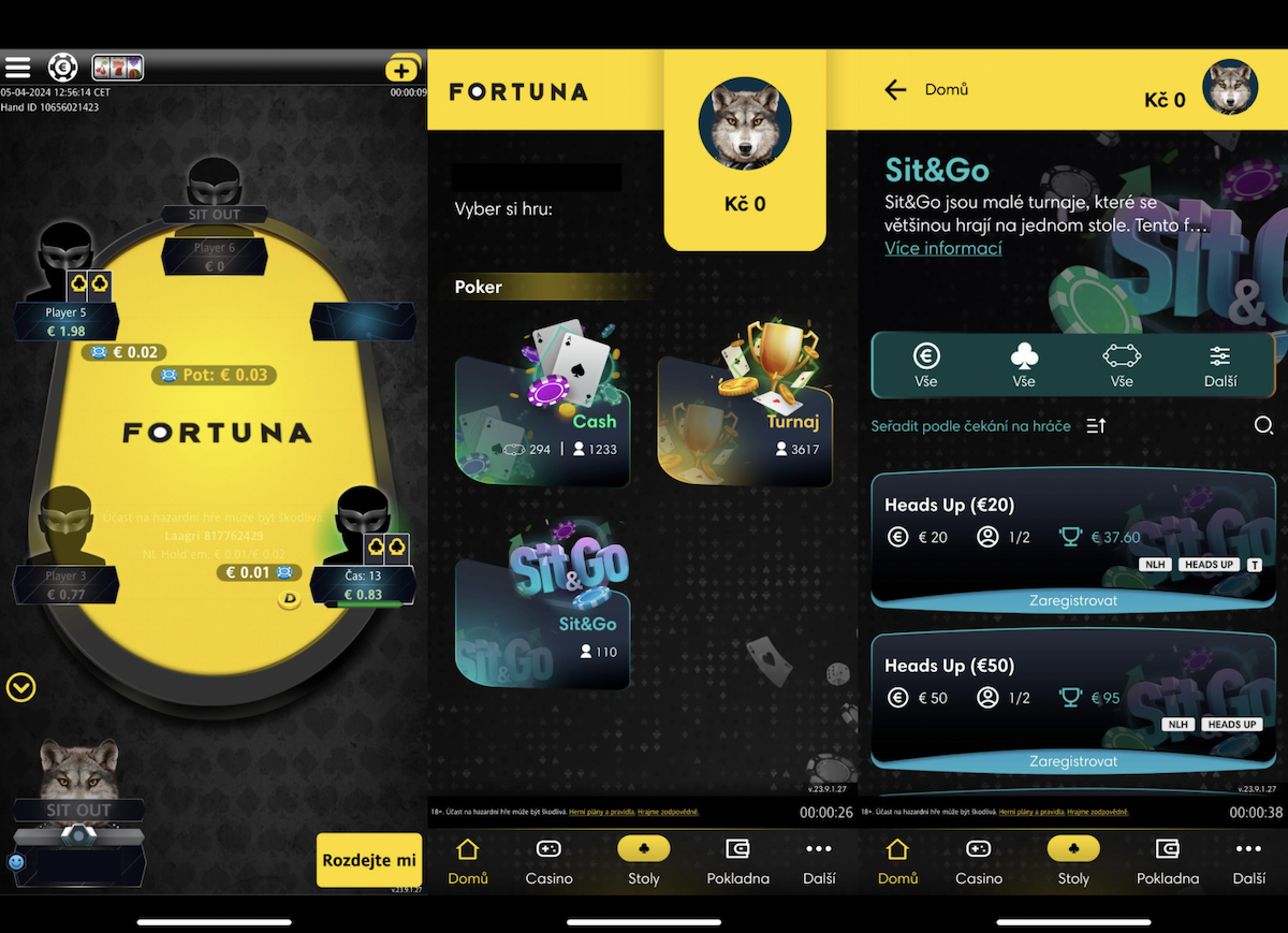 Fortuna poker v mobilní aplikaci