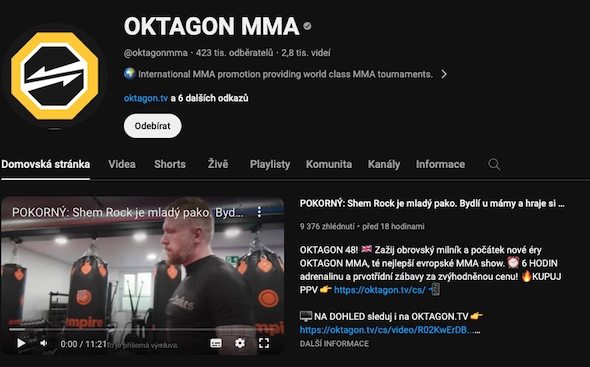 Oktagon live stream na YouTube