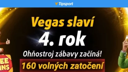 Tipsport Vegas 160 free spins zdarma