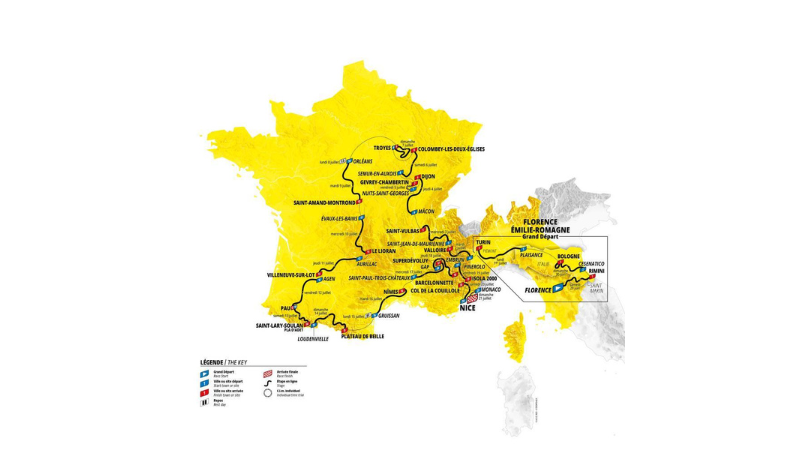 Tour de France 2024 mapa všech etap