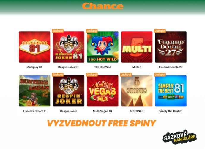 Chance free spiny dnes