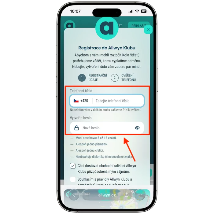 Allwyn klub registrační údaje
