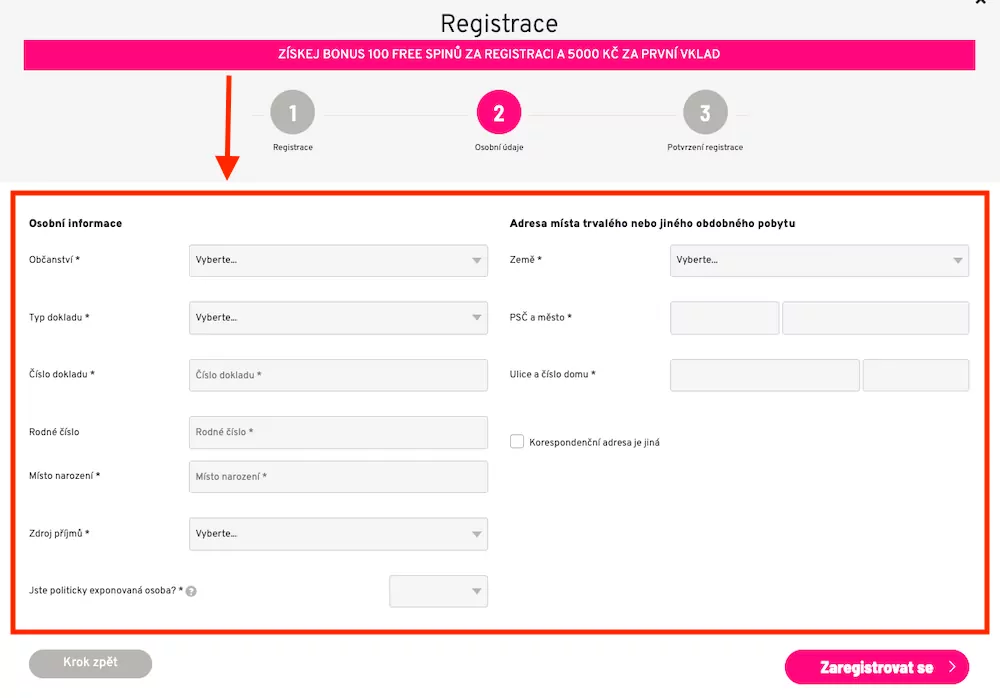 Apollo Games registrační formulář
