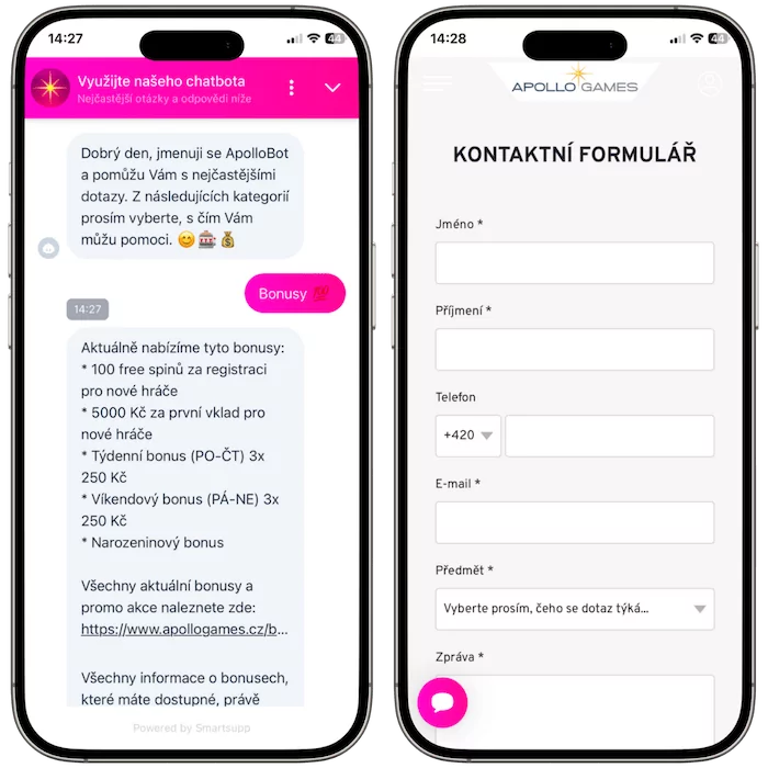Apollo Games zákaznická podpora