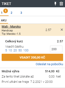 Asijské handicapy tiket