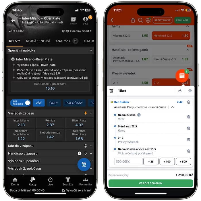 BetBuilder Tipsport vs. Betano