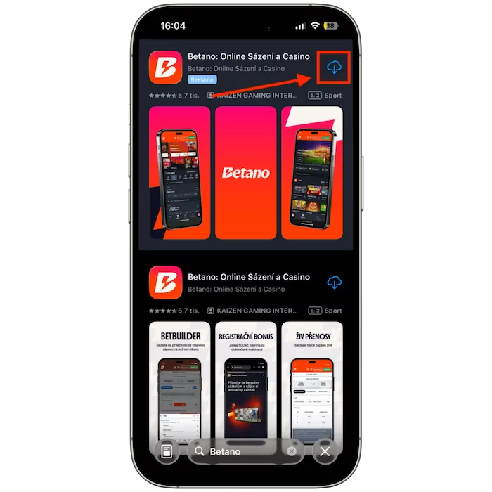 Betano aplikace v App Store