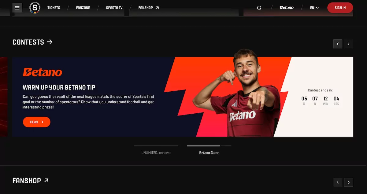 Betano partner Sparta Praha