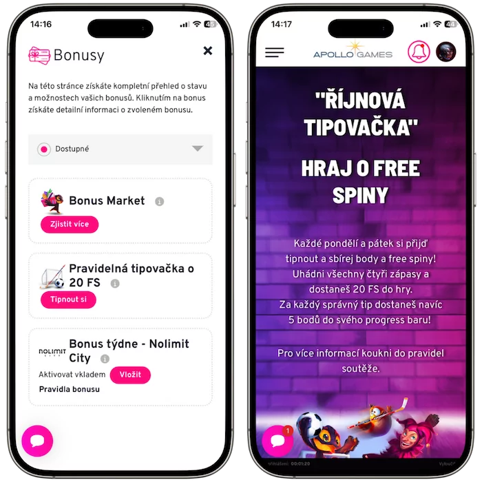 Bonusy a promo akce Apollo Games