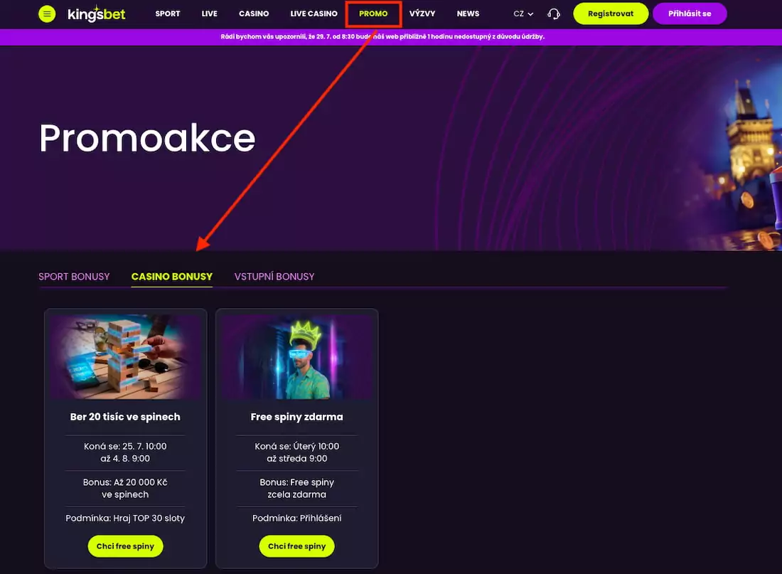 Bonusy v Kingsbet