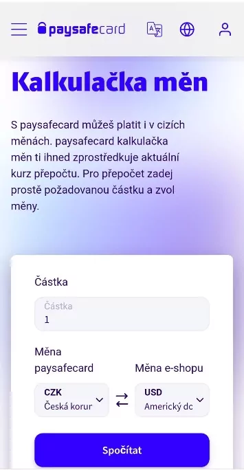 Cena služeb v Paysafecard