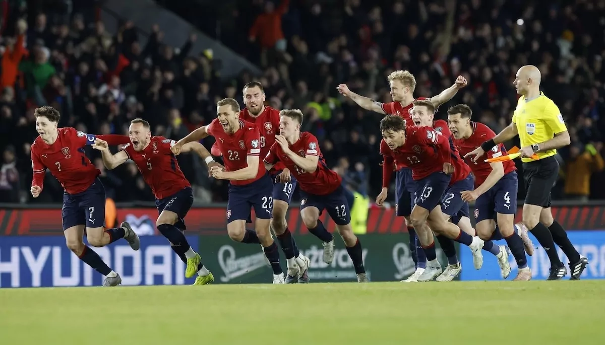 Český tým při penaltovém rozstřelu