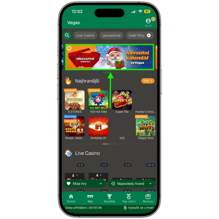 Chance Adventní kalendář na mobilu