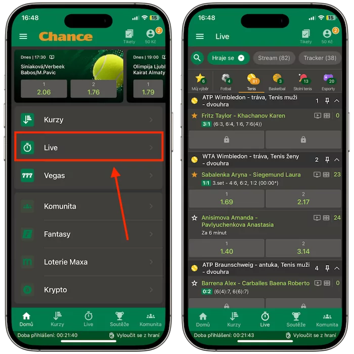Chance TV na telefonu