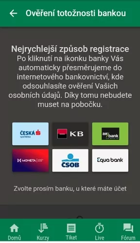 Chance online registrace a ověření přes banku