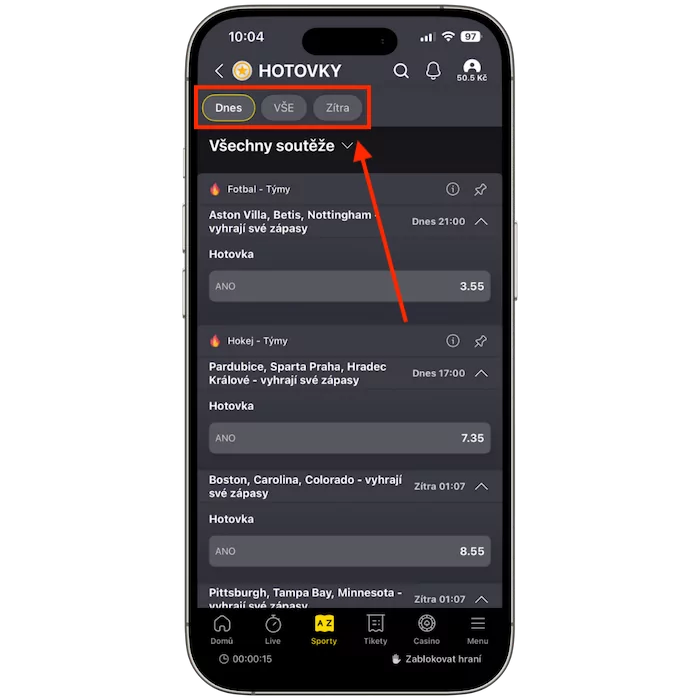 Denní nabídka Fortuna Hotovek