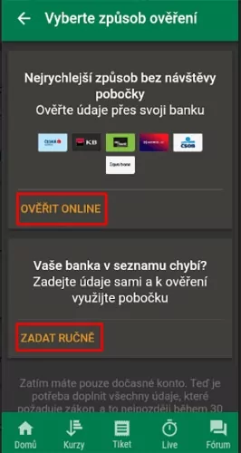 Dokončení Chance registrace a doplnění údajů