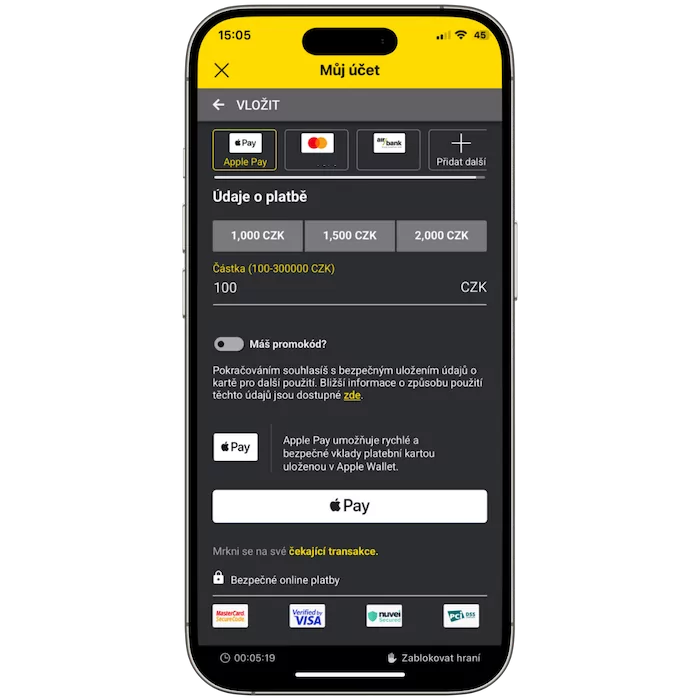 Fortuna ověření platební metody