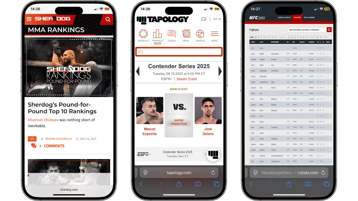 Informace a statistiky MMA