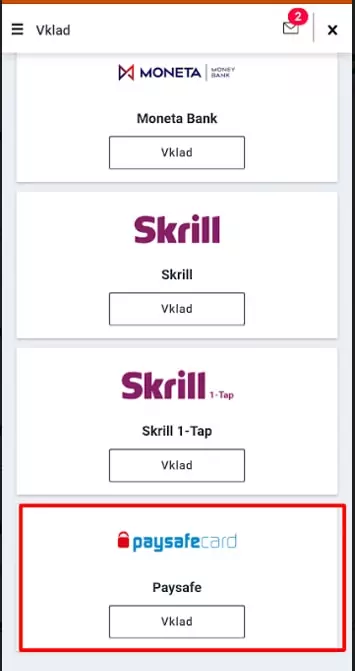 Jak dobít účet přes My Paysafecard