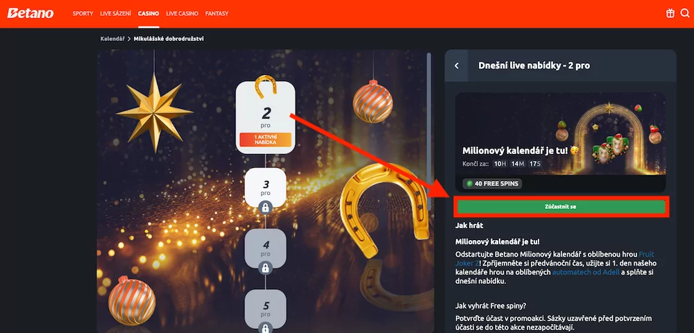 Jak hrát Betano milionový kalendář