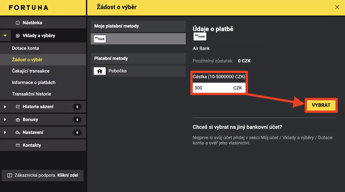 Jak si vyplatíte vstupní bonus Fortuna