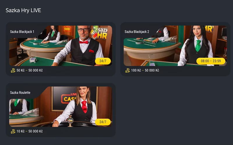 Jaké hry si můžete v Sazka hry live casinu zahrát