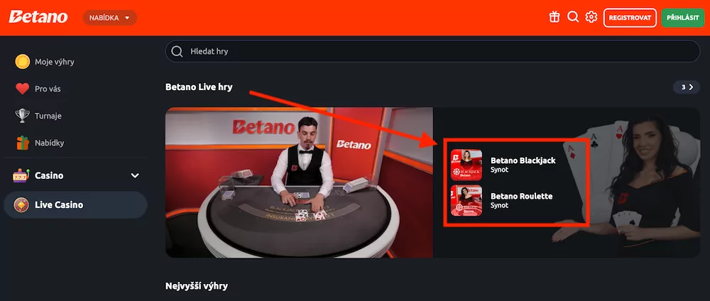 Jaké hry si můžete v live casinu Betano zahrát