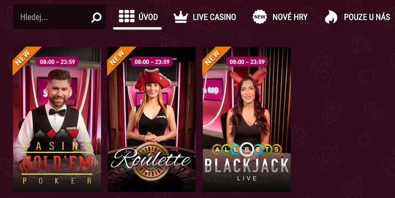 dostupné hry v live casinu synottip