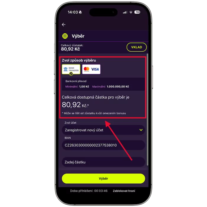 Zadejte částku vkladu pro Kingsbet