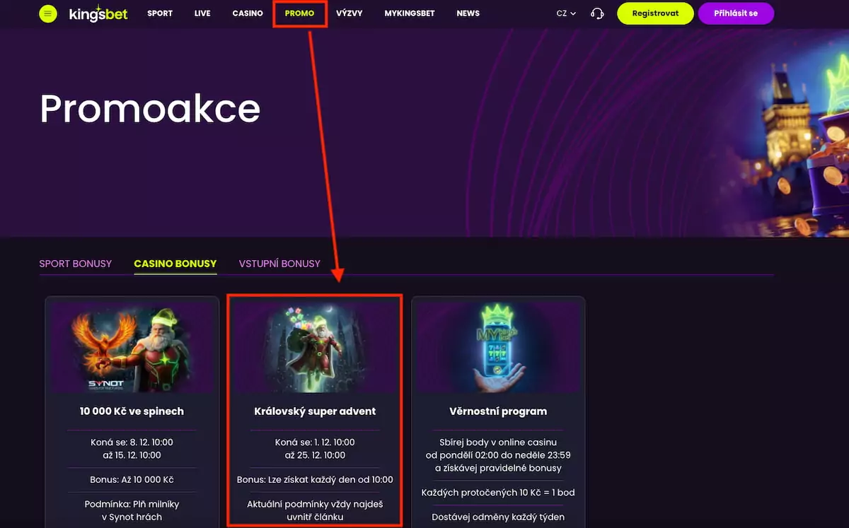 Královský super advent Kingsbet