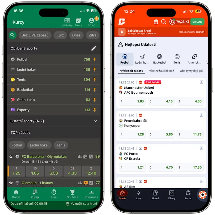 Kurzová nabídka Chance vs Betano