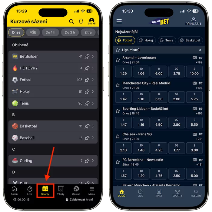 Kurzová nabídka Fortuna vs Sazkabet