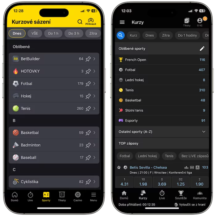 Kurzová nabídka Fortuna vs Tipsport