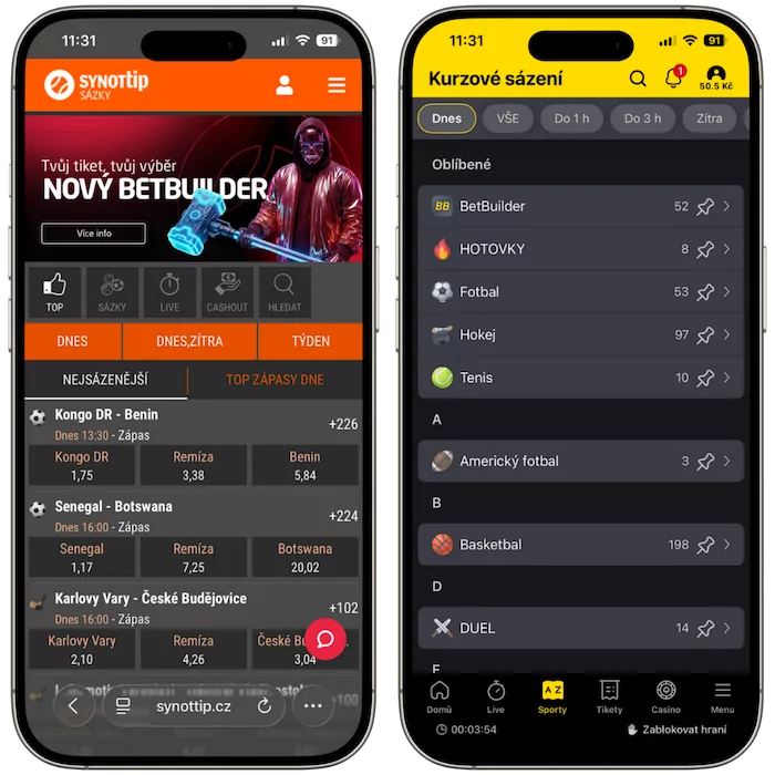 Kurzová nabídka Synottip vs Fortuna