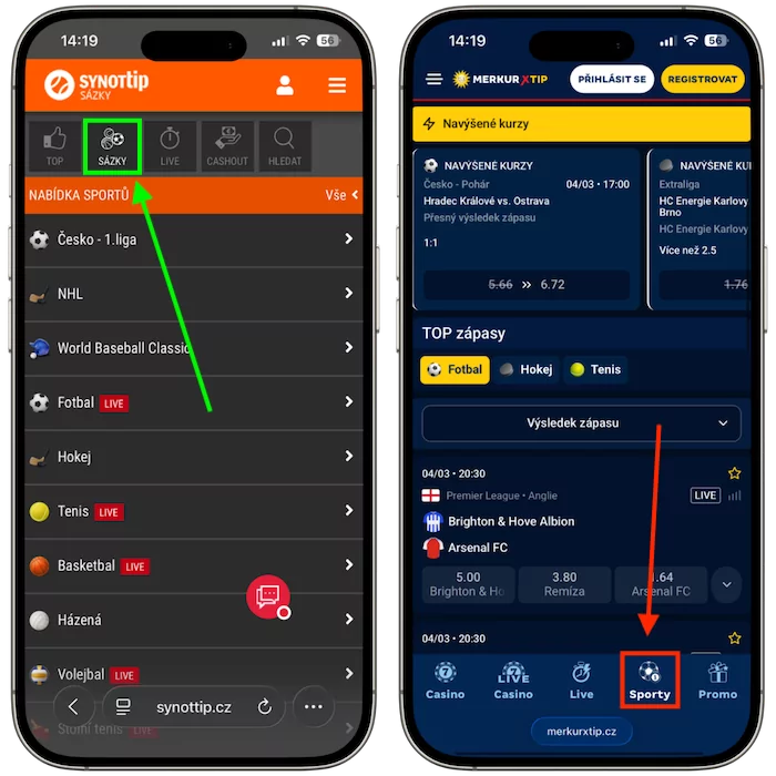 Kurzová nabídka Synottip vs MerkurXtip