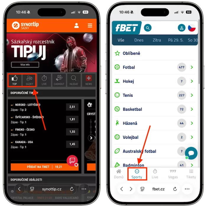Kurzová nabídka Synottip vs fBet