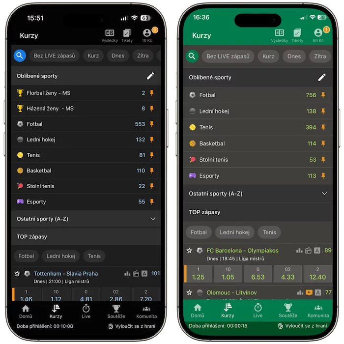 Kurzová nabídka Tipsport vs Chance