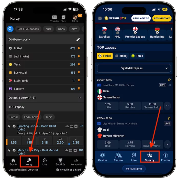 Kurzová nabídka Tipsport vs MerkurXtip
