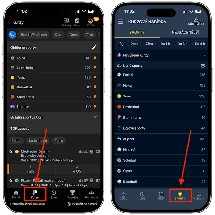 Kurzová nabídka Tipsport vs Sazkabet