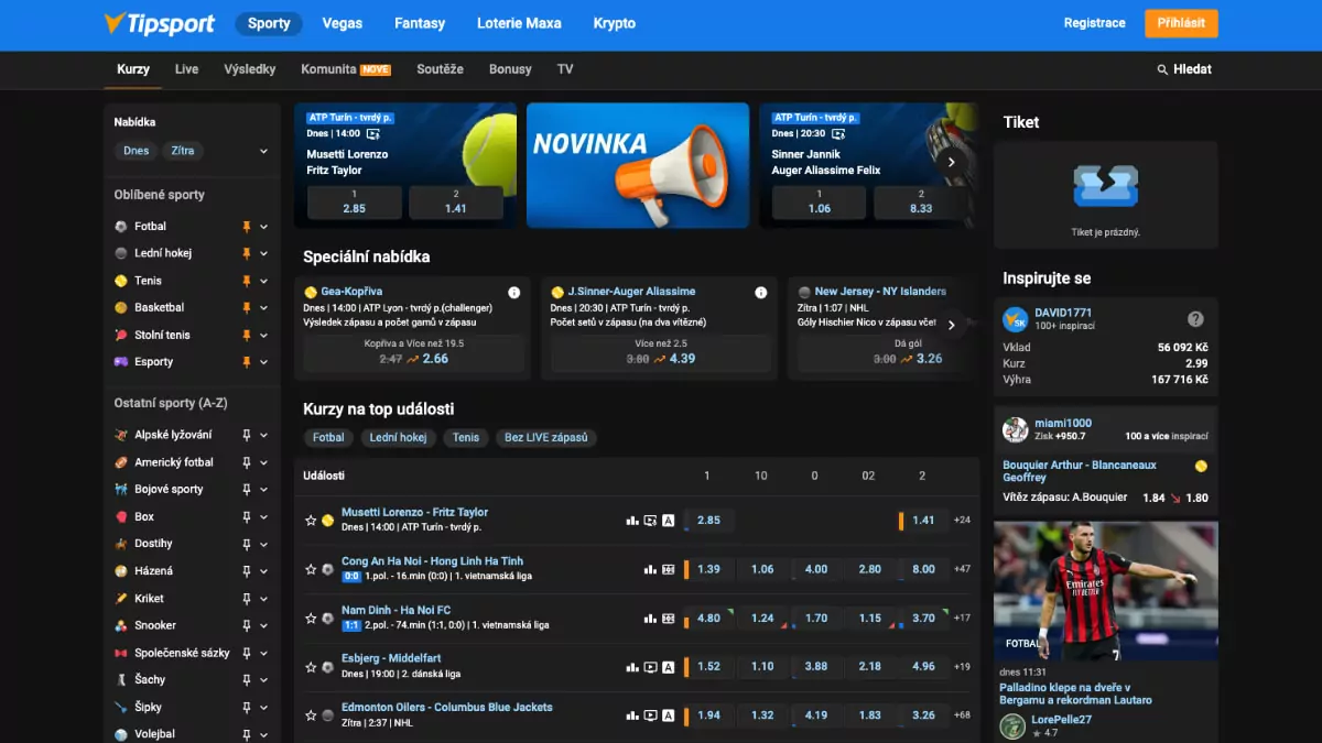 Kurzová nabídka Tipsport