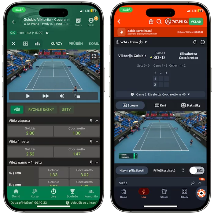 Live sázení Chance vs Betano