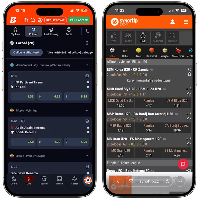 Kurzová nabídka Betano vs Synottip