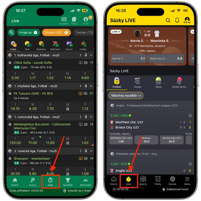 Live sázky Chance vs Fortuna