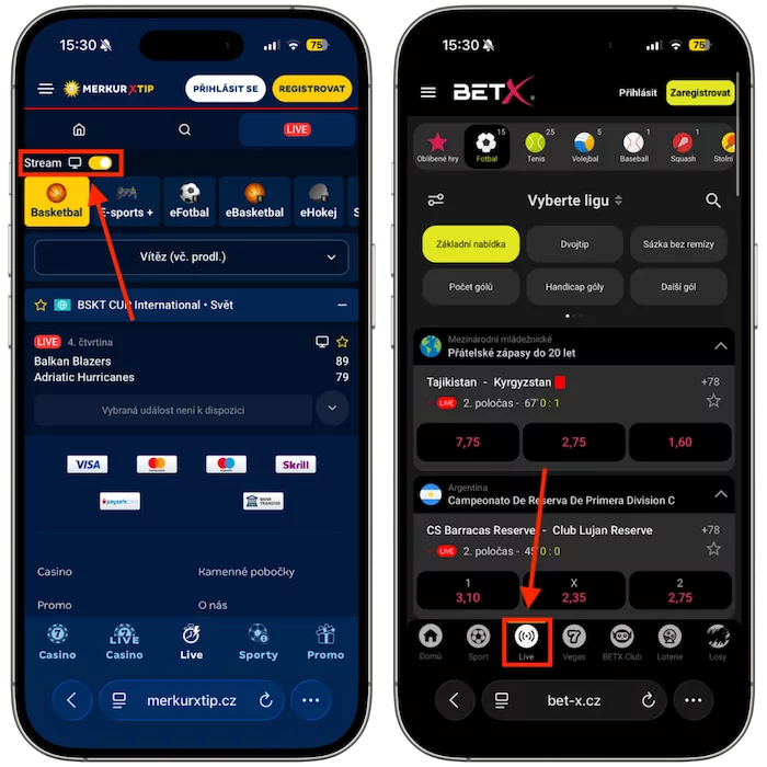 Live sázky Merkurxtip vs Betx