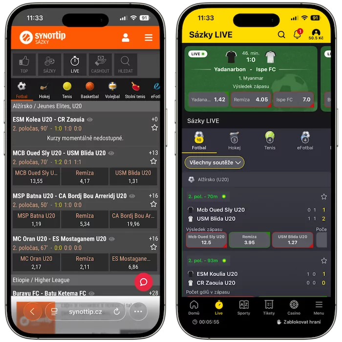 Live sázky Synottip vs Fortuna