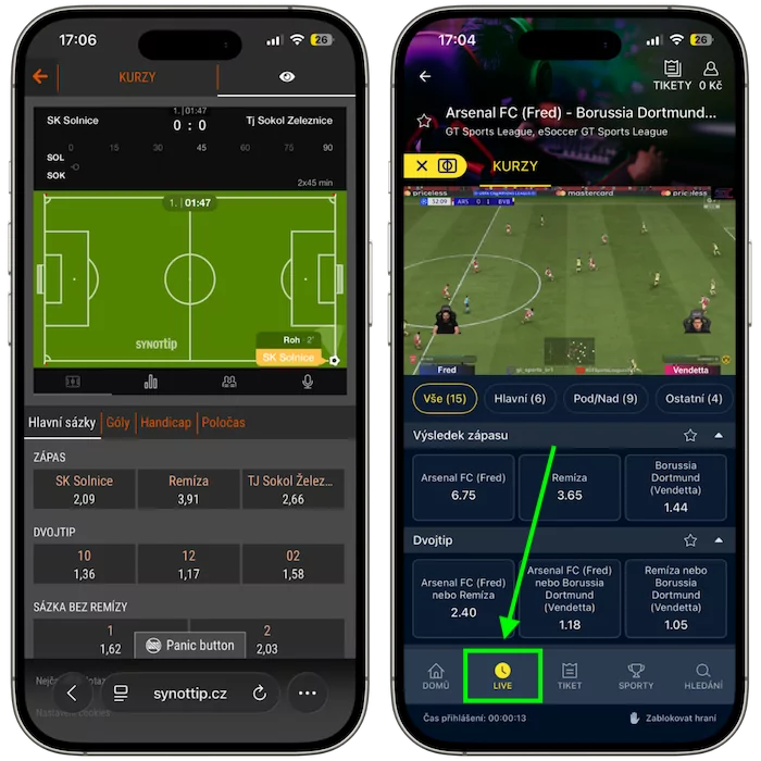 Live streamy Synottip vs Sazkabet