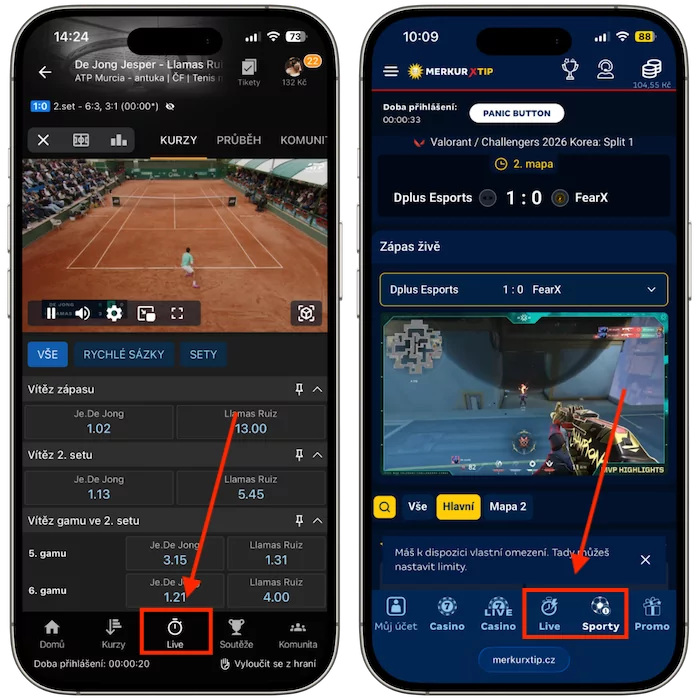 Live streamy Tipsport vs MerkurXtip