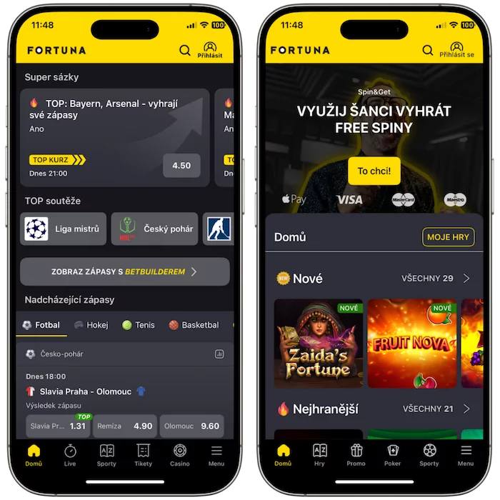 Mobilní aplikace Fortuna